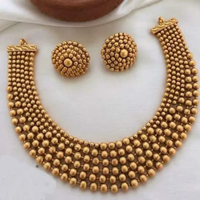 Women’s bridal necklace-Lucentarts Jewellery Gold Plated Necklace Set