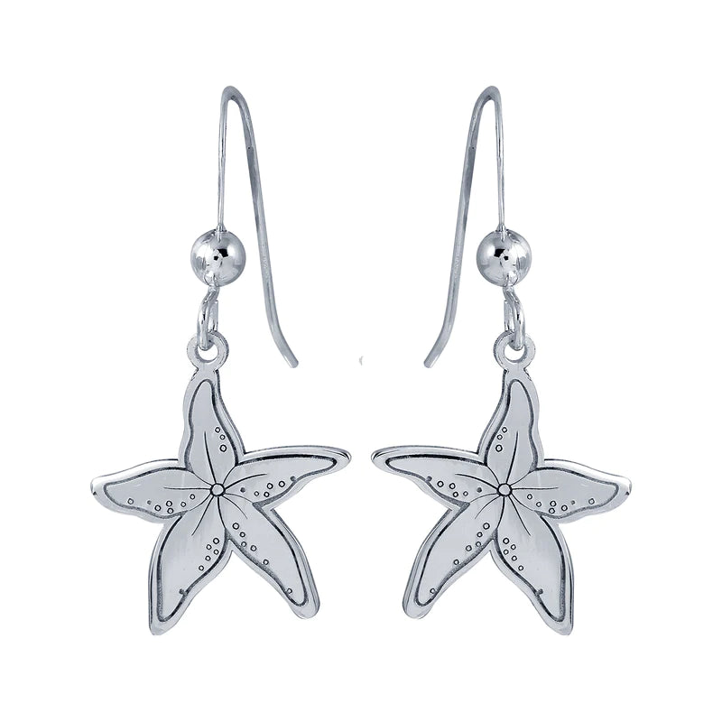 Women’s ear climbers-Silver 925 Rhodium Dangling Starfish Earrings