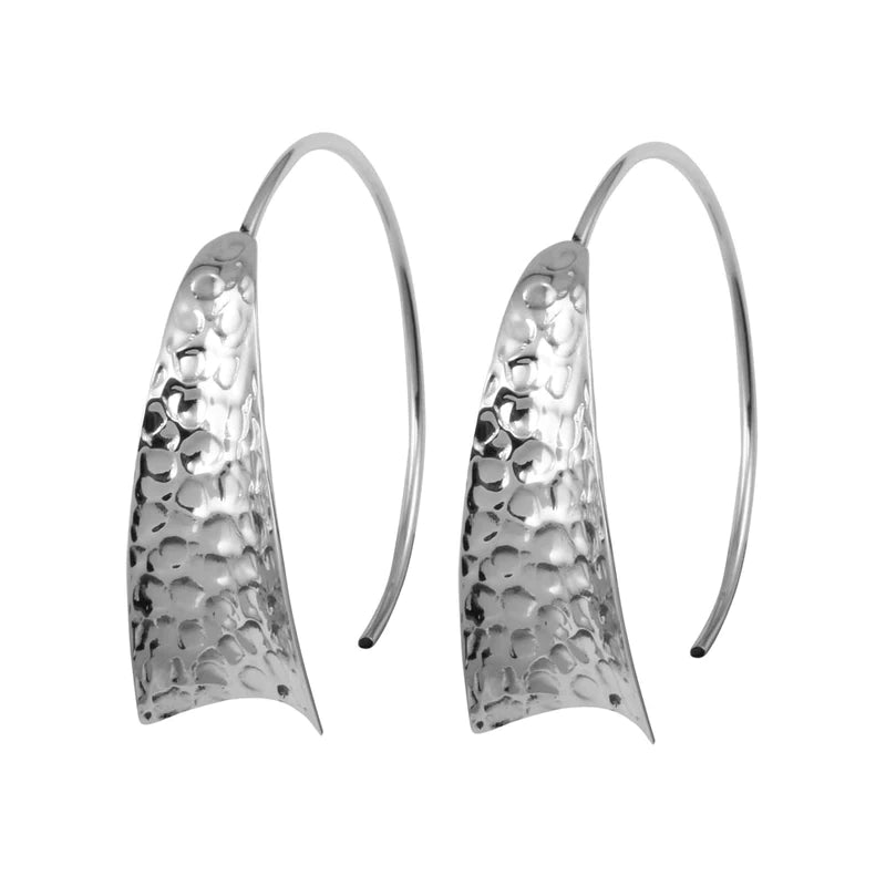 Women’s silver hoop earrings-Silver 925 Rhodium Plated Dangling Semi-Hoop Earrings