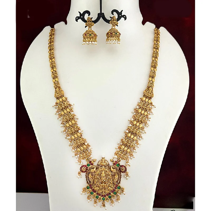 Women’s star necklace-Diksha Collection Gold Plated Temple Long Necklace Set