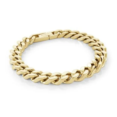 Women’s friendship bangle-Stainless Steel Yellow Gold Plated Curb Chain Men's Bracelet