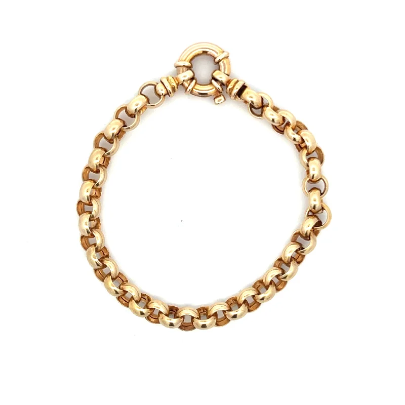 Women’s birthstone bracelet-Estate 14K Yellow Gold Belcher Link Bracelet