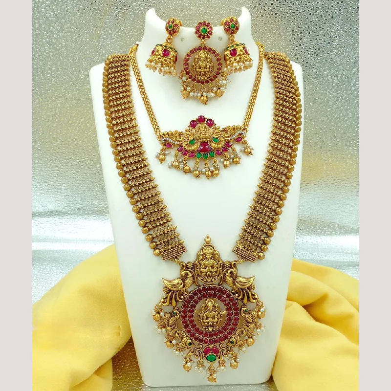 Women’s pendant necklace-FS Collection Gold Plated Temple Necklace Combo