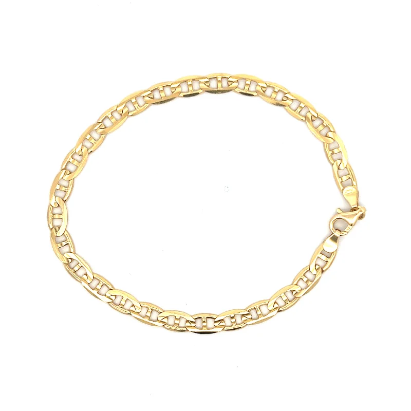 Women’s silver cuff bangle-Estate 10K Yellow Gold Mariner Chain Bracelet