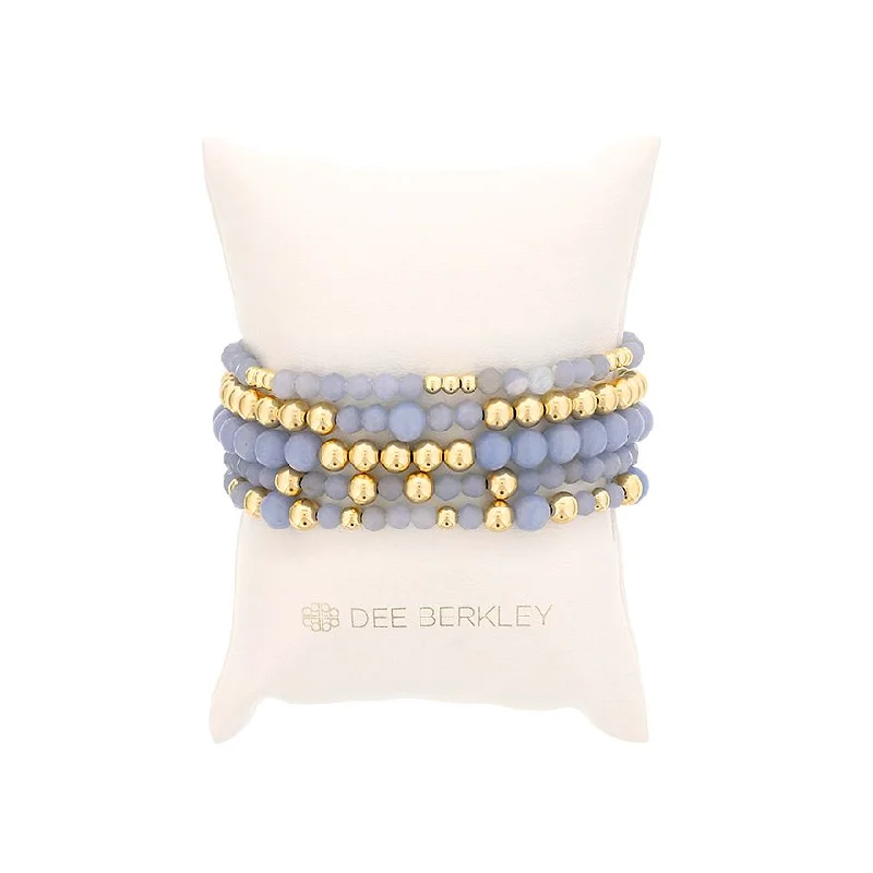 Women’s vintage-inspired bracelet-Gold Filled & Angelite Bead Stretch Bracelet Set by Dee Berkley