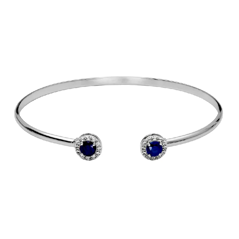 Women’s friendship bracelet-Sterling Silver Dyed Blue Sapphire & White Topaz Cuff Bracelet by Samuel B.