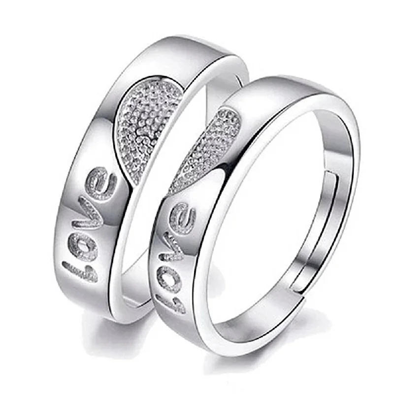 Women’s stylish ring-Urbana Rhodium Plated Solitaire Couple Ring Set With Crystal Stone - 1506904