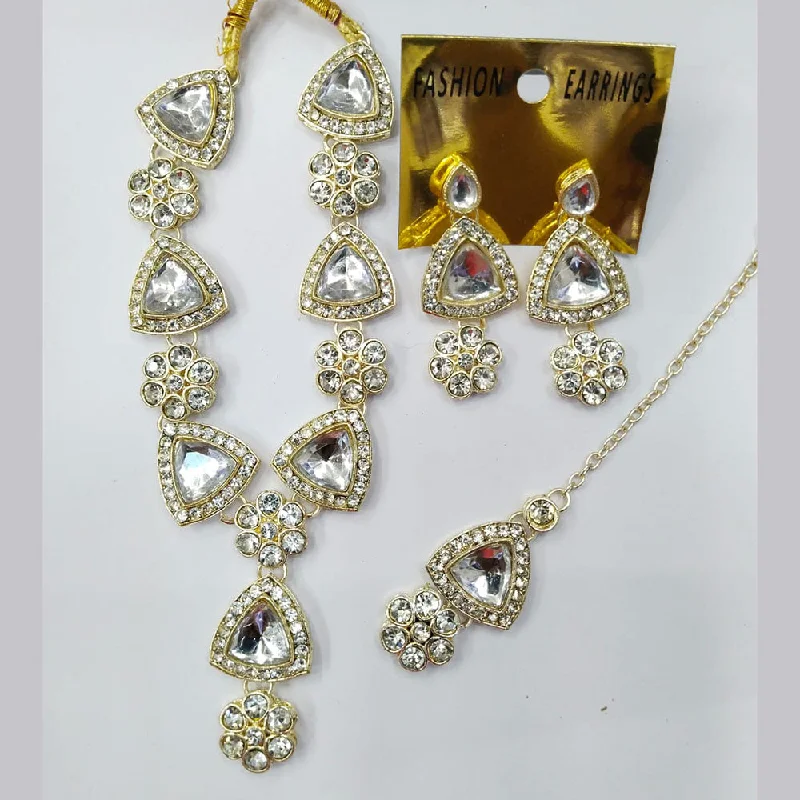 Women’s sterling silver pendant necklace-Manisha Jewellery Gold Plated Austrian Stone And Crystal Stone Necklace Set