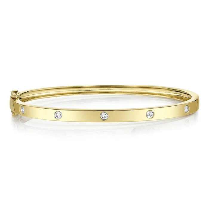 Women’s cuff bangle-14K Yellow Gold 0.38ctw Diamond Station Bangle Bracelet by Shy Creation