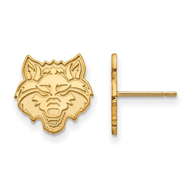 Women’s vintage-inspired earrings-14k Gold Plated Silver Arkansas State University Post Earrings