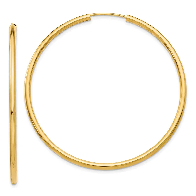 Women’s elegant earrings-2mm x 49mm 14k Yellow Gold Polished Round Endless Hoop Earrings