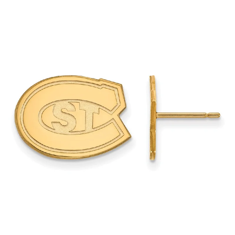 Women’s bar earrings-14k Gold Plated Silver St. Cloud State Small Post Earrings