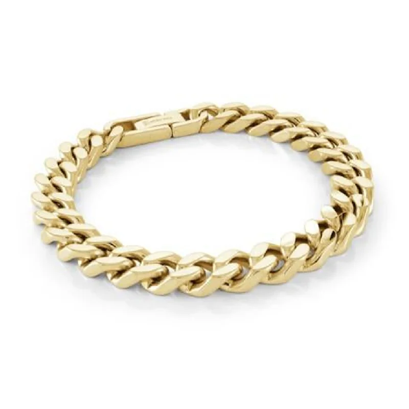 Women’s statement charm bracelet-Stainless Steel IP Yellow Gold 9.4mm Curb Link Men's Bracelet