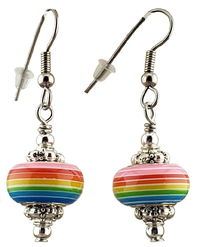 Women’s wedding earrings-Rainbow Striped Earrings