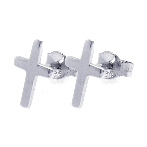 Women’s black earrings-Silver 925 Rhodium Plated Cross Stud Earrings