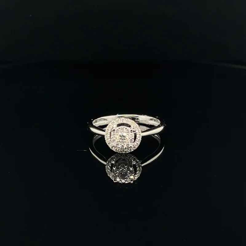 Women’s unique engagement ring-Diamond Cluster Halo Engagement Ring in 18k White Gold - (#95-RGDIA 652064)