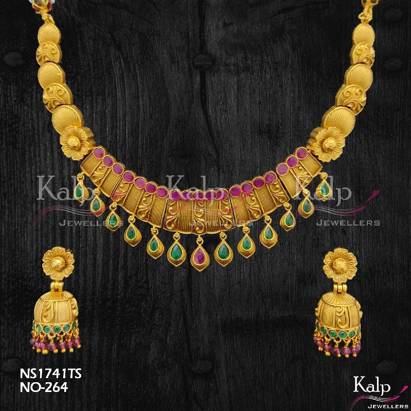 Women’s rhinestone necklace-Kalp Jewellers Copper Gold Plated Necklace Set