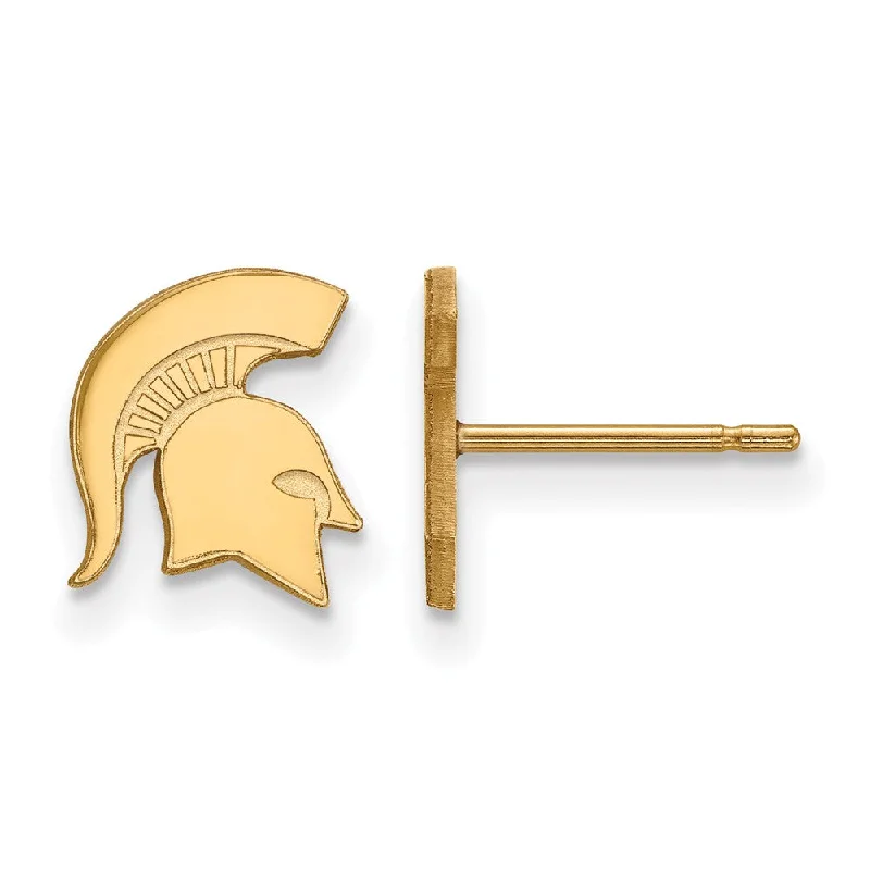 Women’s casual earrings-14k Gold Plated Silver Michigan State University XS Tiny Post Earrings