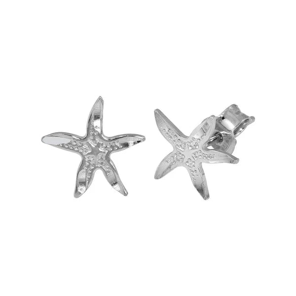 Women’s affordable earrings-Rhodium Plated 925 Sterling Silver DC Starfish Earrings