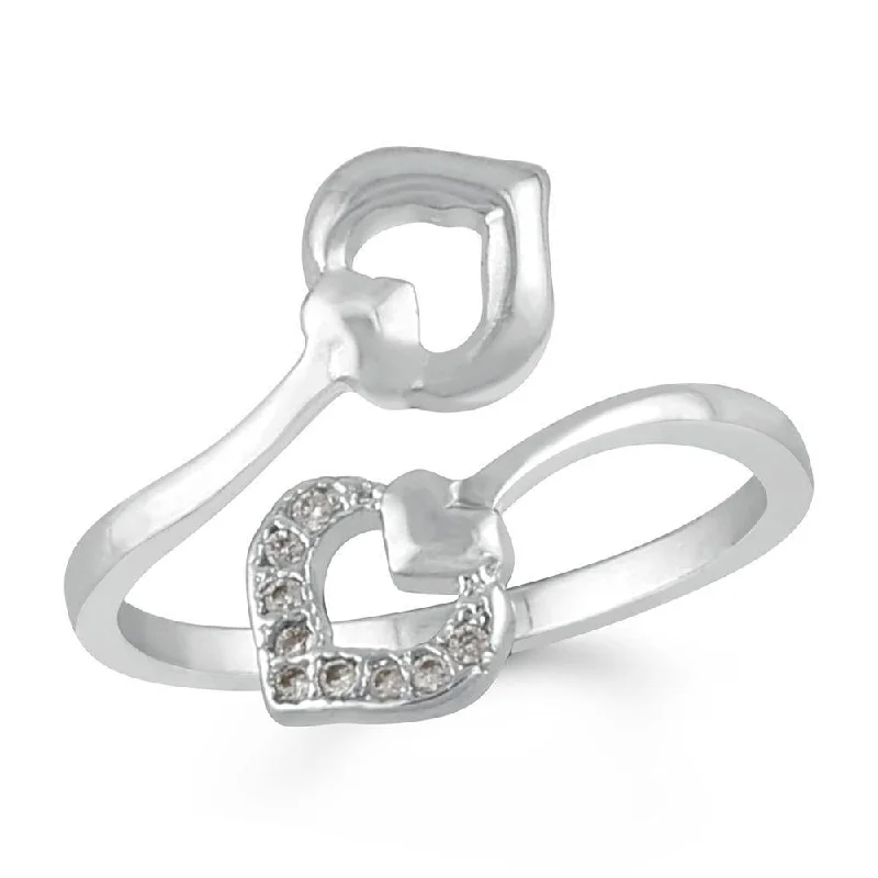 Women’s large statement ring-Mahi Dual Heart Adjustable Finger ring