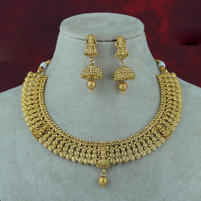 Women’s charm necklace-Diksha Collection Gold Plated Temple Necklace Set