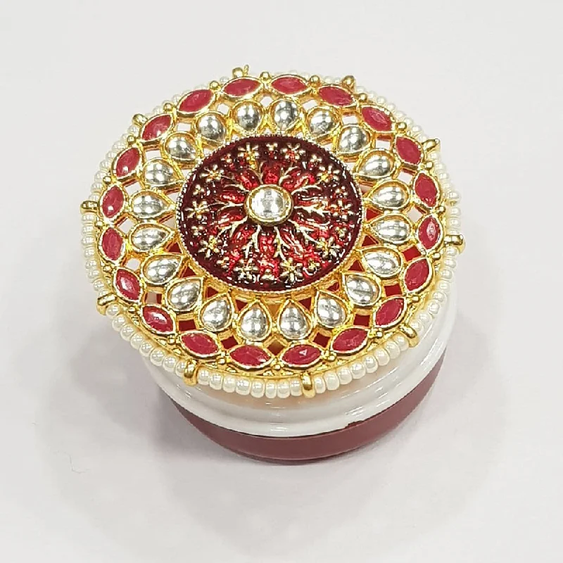 Women’s silver band ring-Raiyaraj Gold Plated Pack Of 3 Adjustable Designer Kundan & Meenakari Ring