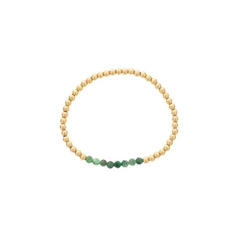 Women’s luxury bracelet-Gold Filled Emerald Bead Stretch Bracelet by Dee Berkley