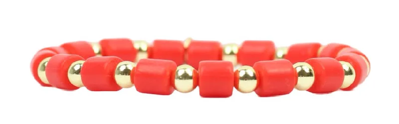 Women’s eco-friendly bracelet-Stacker Stretch Bracelet - Red Hot