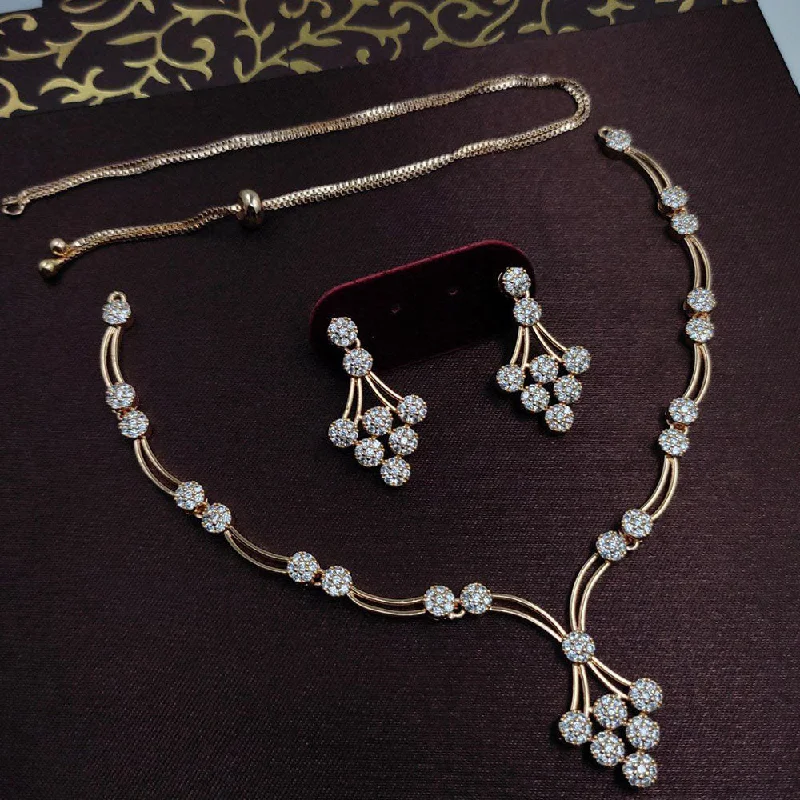 Women’s star necklace-Aamrapali Gold Plated AD Stone Necklace Set