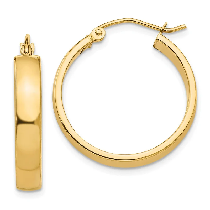 Women’s multi-colored earrings-4mm, 14k Yellow Gold Polished Round Hoop Earrings, 22mm (7/8 Inch)