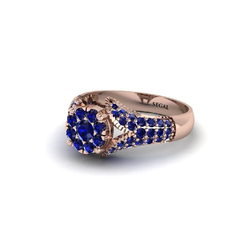 Women’s yellow gold engagement ring-Sapphire Floral Cluster Engagement Ring  - Penelope No. 74