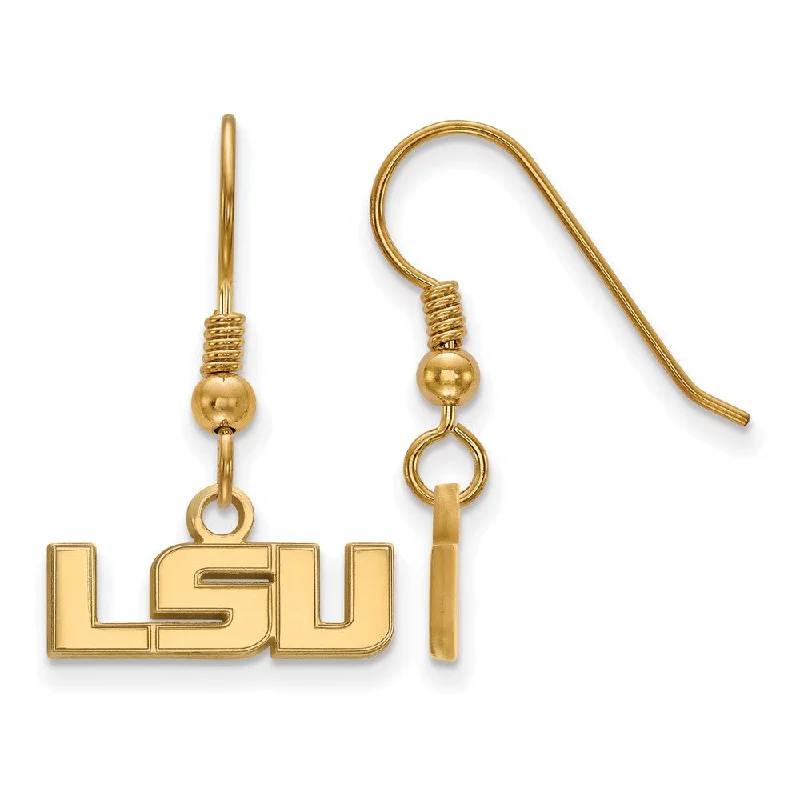 Women’s luxury hoop earrings-14k Gold Plated Silver Louisiana State Univ. XS (Tiny) Dangle Earrings