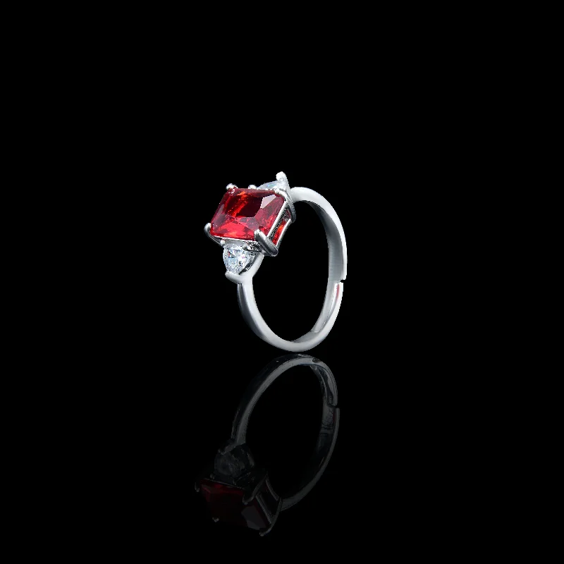 Women’s topaz ring-Nipura Rosy Red Zircon Petal Ring