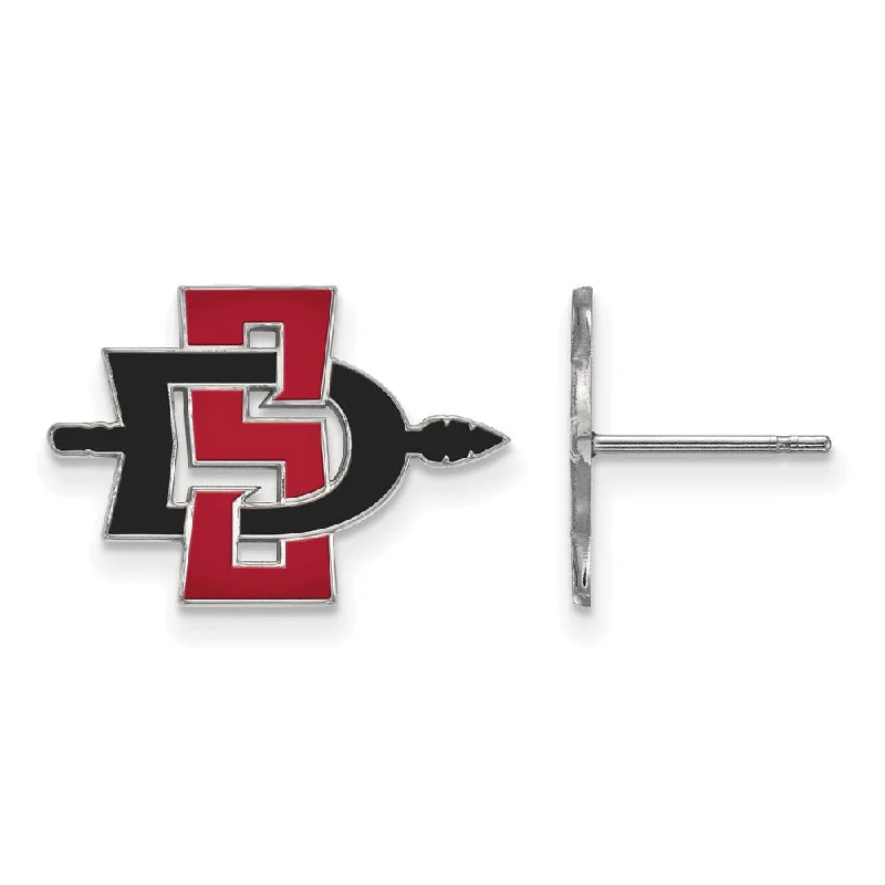 Women’s wedding stud earrings-14k White Gold San Diego State University Small Post Earrings