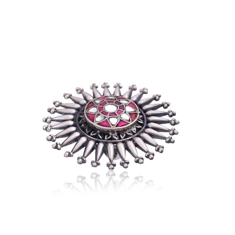 Women’s unique ring-Silver Mountain 925 Silver Kundan Ring