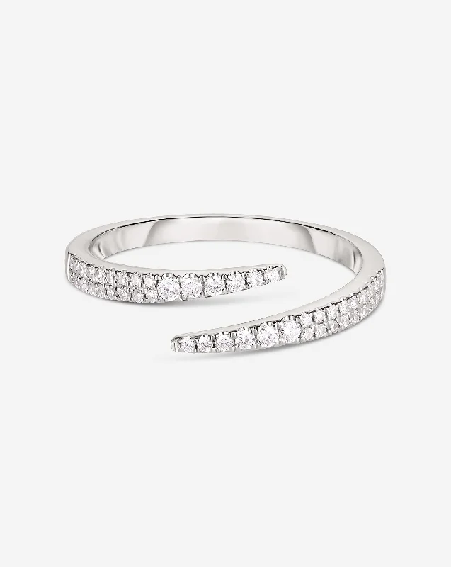 Women’s titanium ring-Open Diamond Wrap Ring