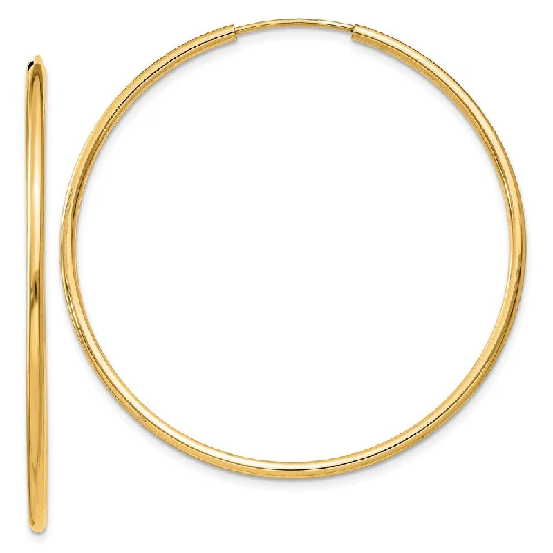 Women’s ear cuffs-1.5mm x 42mm 14k Yellow Gold Polished Round Endless Hoop Earrings