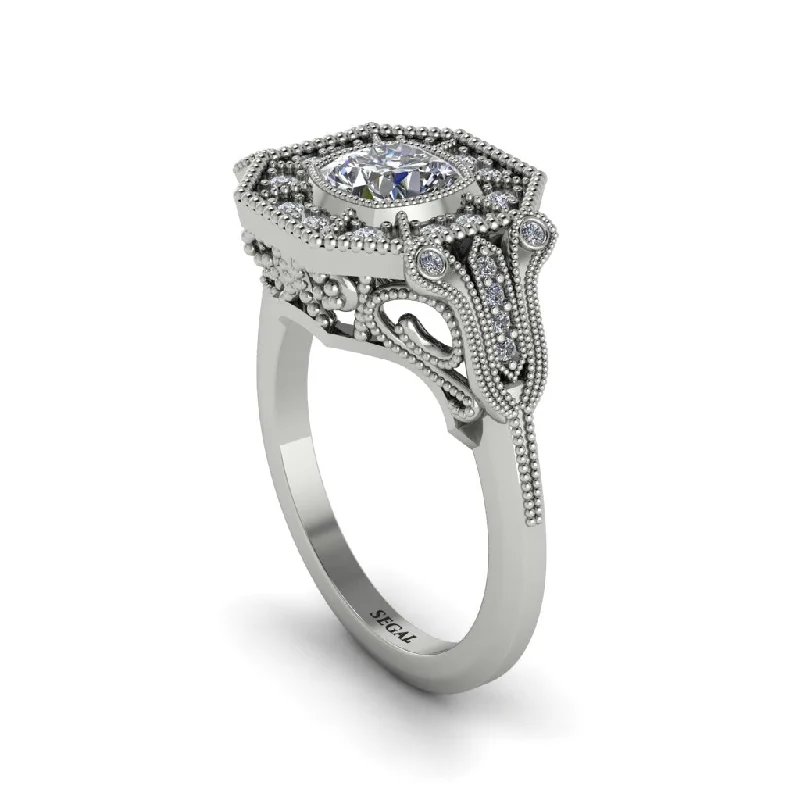 Women’s trendy engagement ring-Diamond Cushion Cut Art Deco Engagement Ring - Kristin No. 3