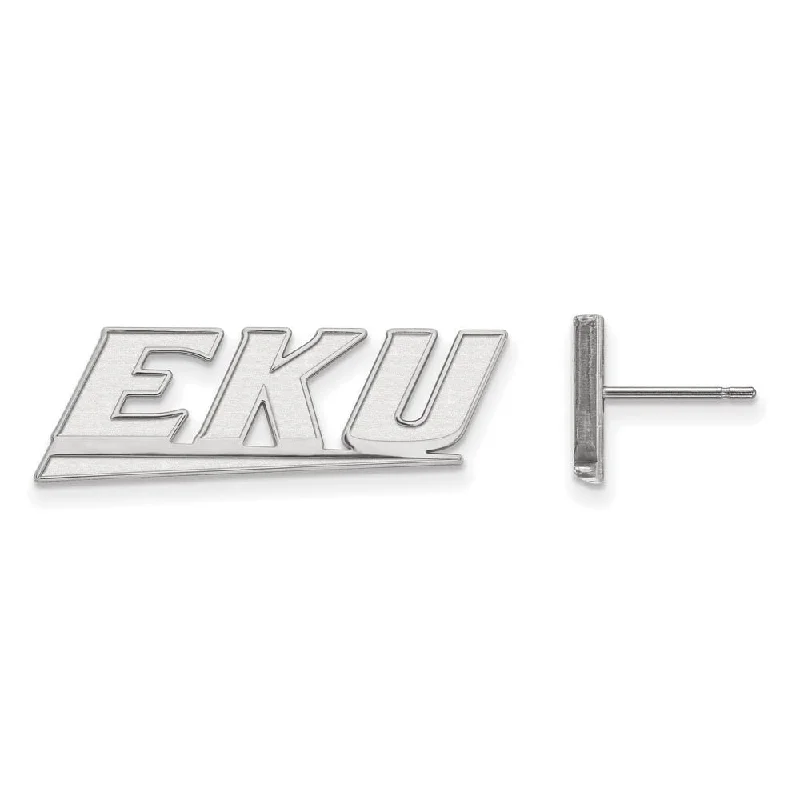 Women’s casual earrings-10k White Gold Eastern Kentucky University Small Post Earrings