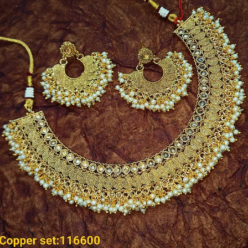 Women’s dainty chain necklace-Padmawati Bangles Copper Gold Plated Necklace Set