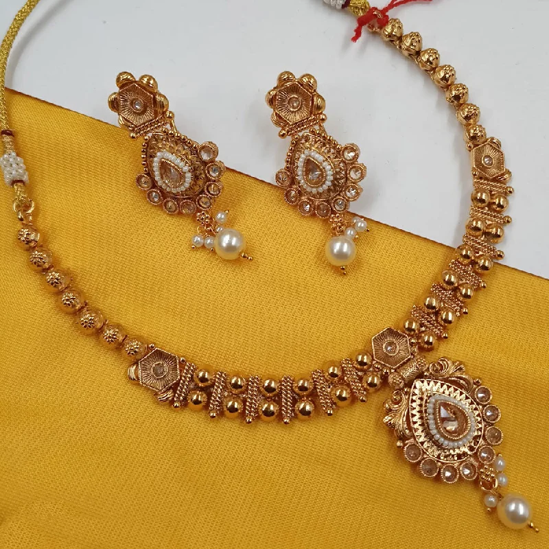 Women’s gemstone necklace-Padmawati Bangles Copper Gold Plated Necklace Set