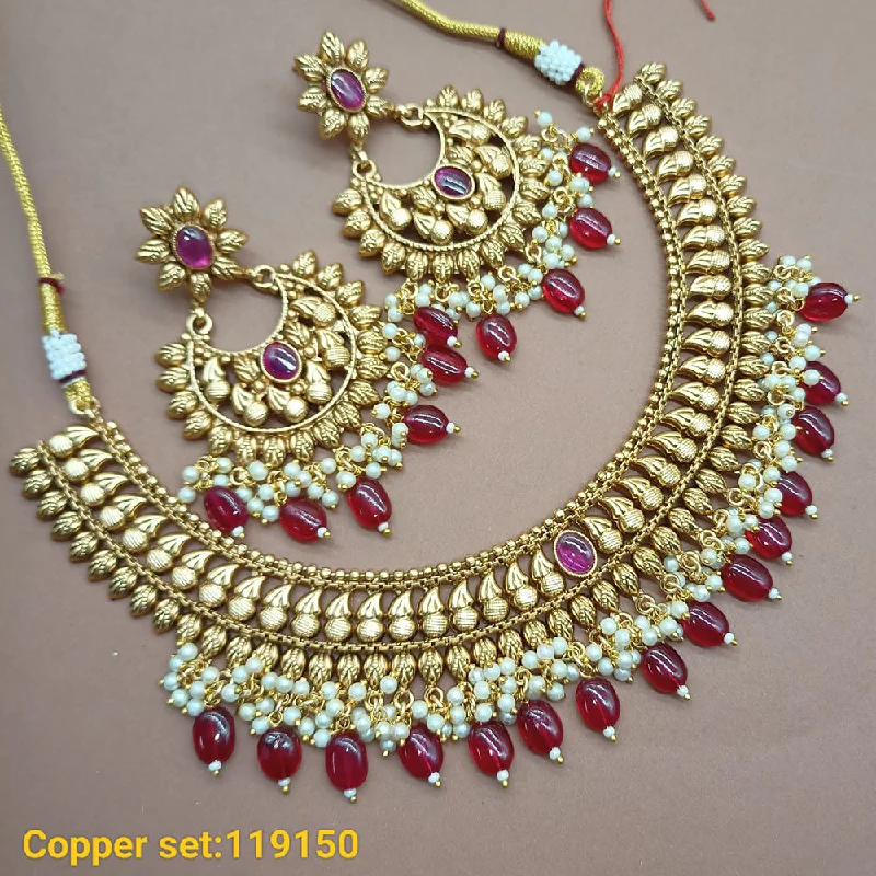 Women’s turquoise necklace-Padmawati Bangles Copper Gold Plated Necklace Set