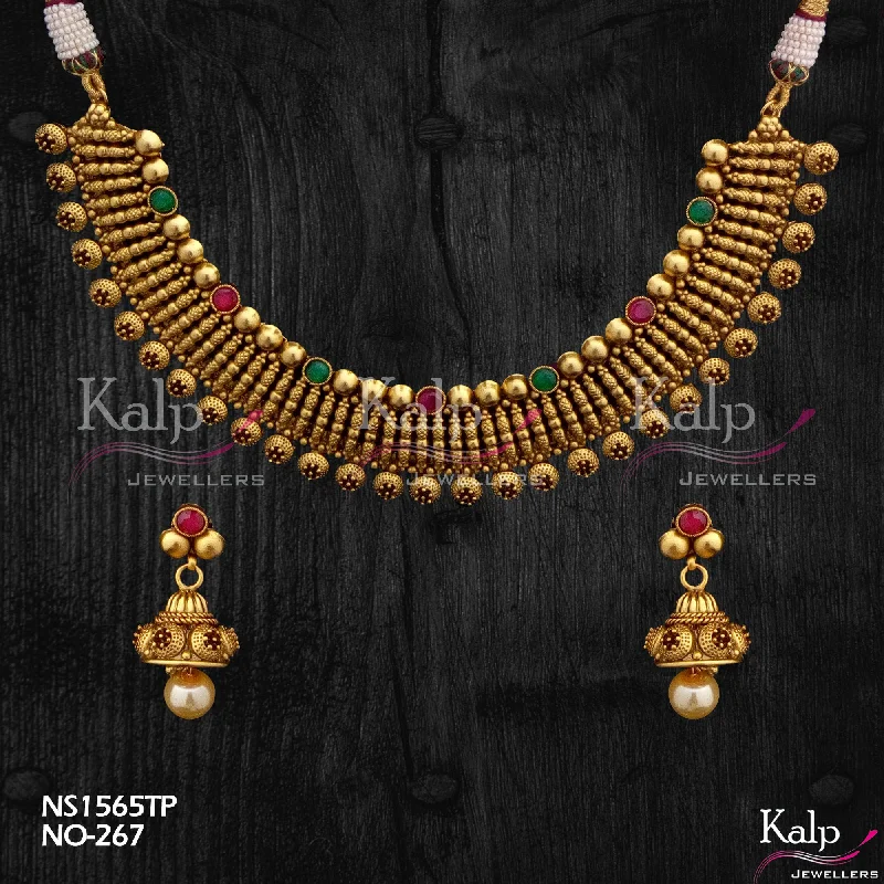 Women’s natural stone necklace-Kalp Jewellers Copper Gold Plated Necklace Set