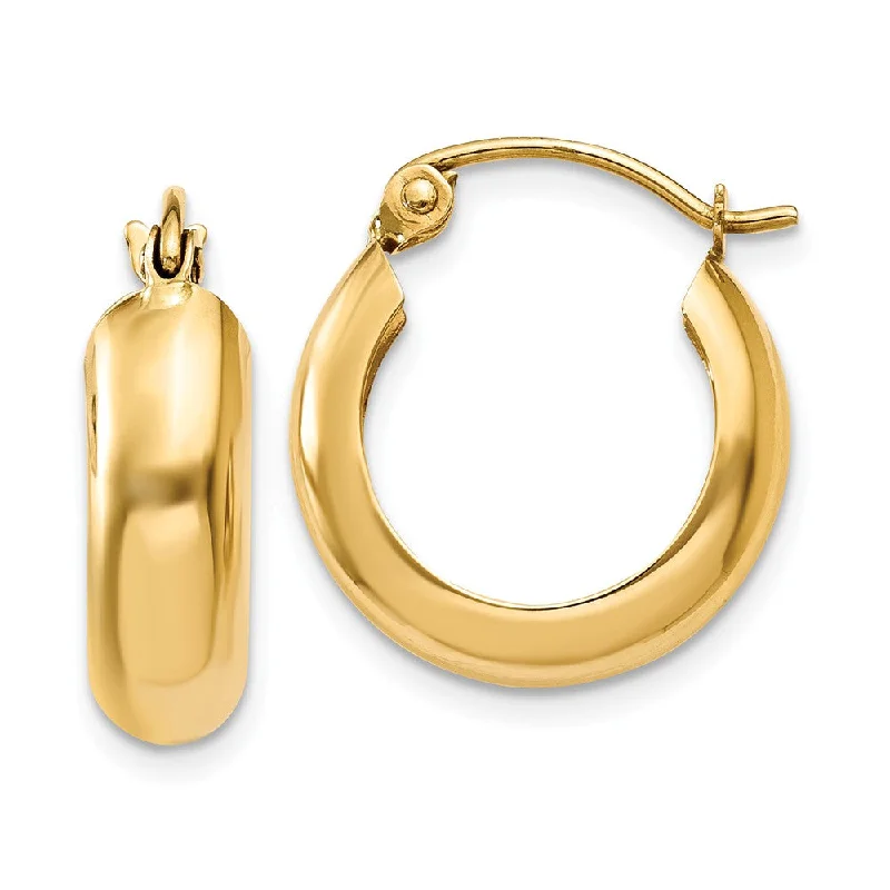 Women’s luxury earrings-4.75mm, 14k Yellow Gold Half Round Hoop Earrings, 12mm (7/16 Inch)