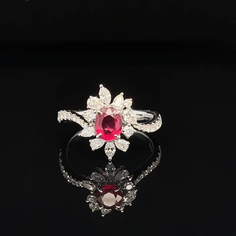 Women’s gold engagement ring-Ruby & Diamond 1.41ctw Engagement Ring in 18k White Gold - #425 - RGRUB105161