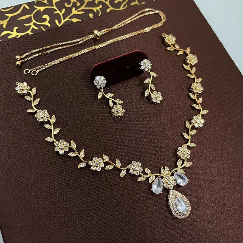 Women’s heart necklace-Aamrapali Gold Plated Austrian Stone Necklace Set