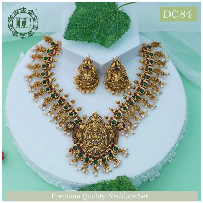 Women’s layered gold necklace-Diksha Collection Gold Plated Temple Necklace Set