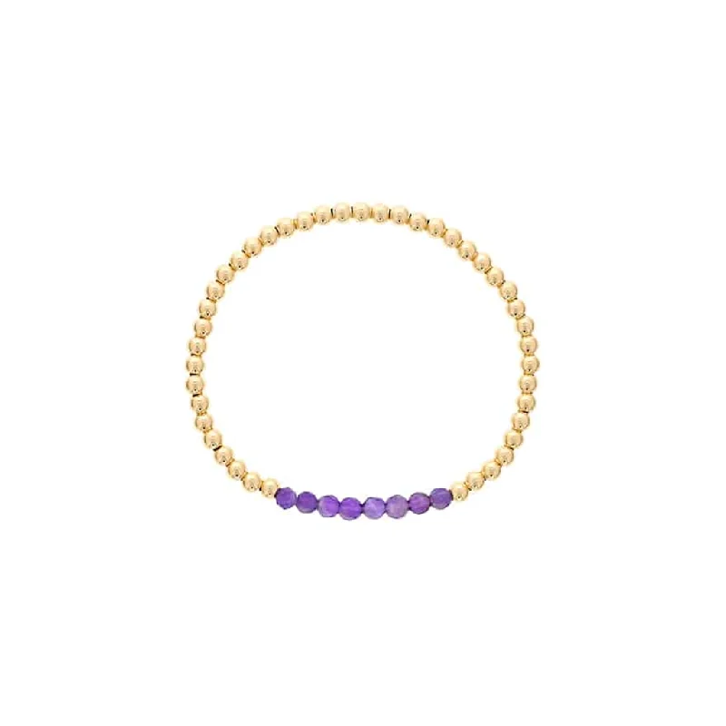 Women’s cuff bracelet-Gold Filled Amethyst Bead Stretch Bracelet by Dee Berkley