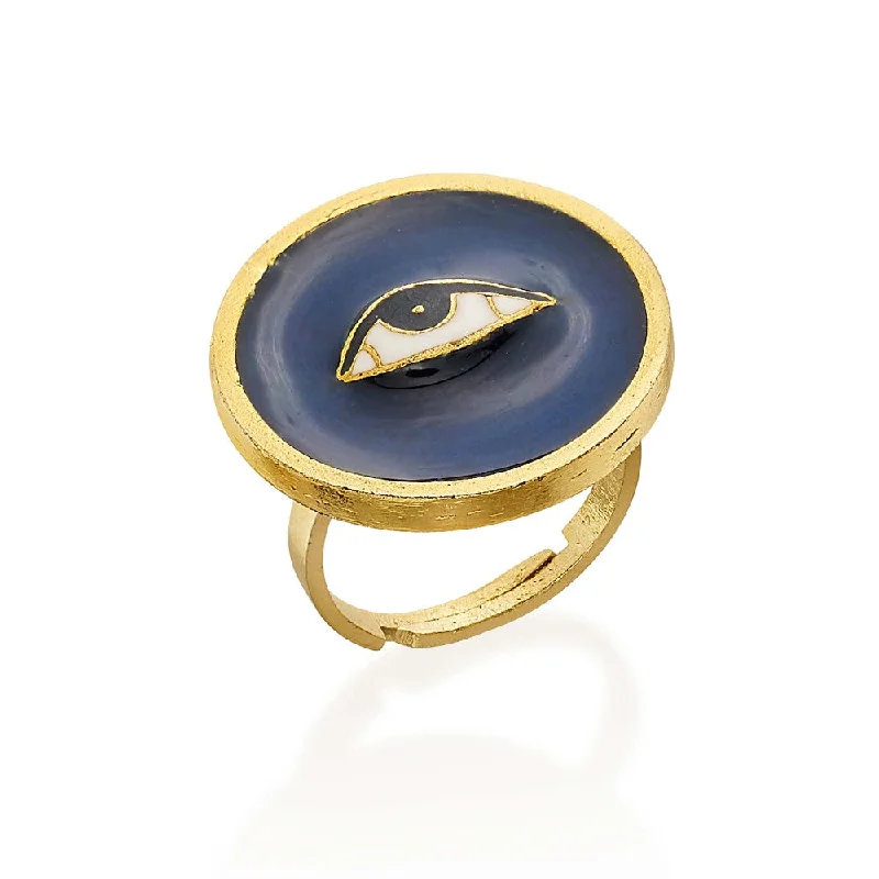 Women’s statement ring-ROMA NARSINGHANI Gold Shiv Eye Ring