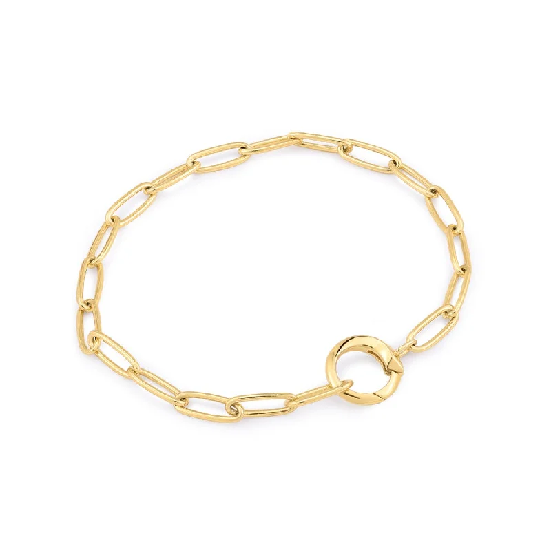 Women’s vintage bracelet-Yellow Gold Plated Charm Connector Link Bracelet by Ania Haie